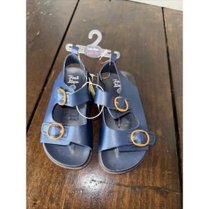 First Step by Stepping stones sandals Boys Sz 10 double Strap shoes Navy NEW